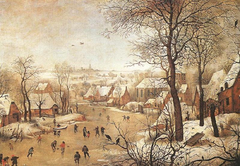 BRUEGHEL, Pieter the Younger Winter Landscape with a Bird-trap oil painting image